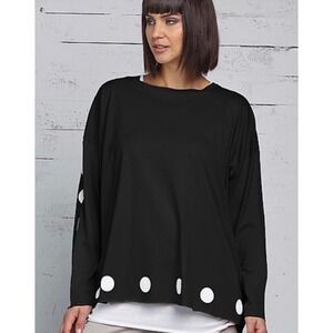 *Unavailable* Planet by Lauren G Long Sleeve Top Women OS Black Polka Dot